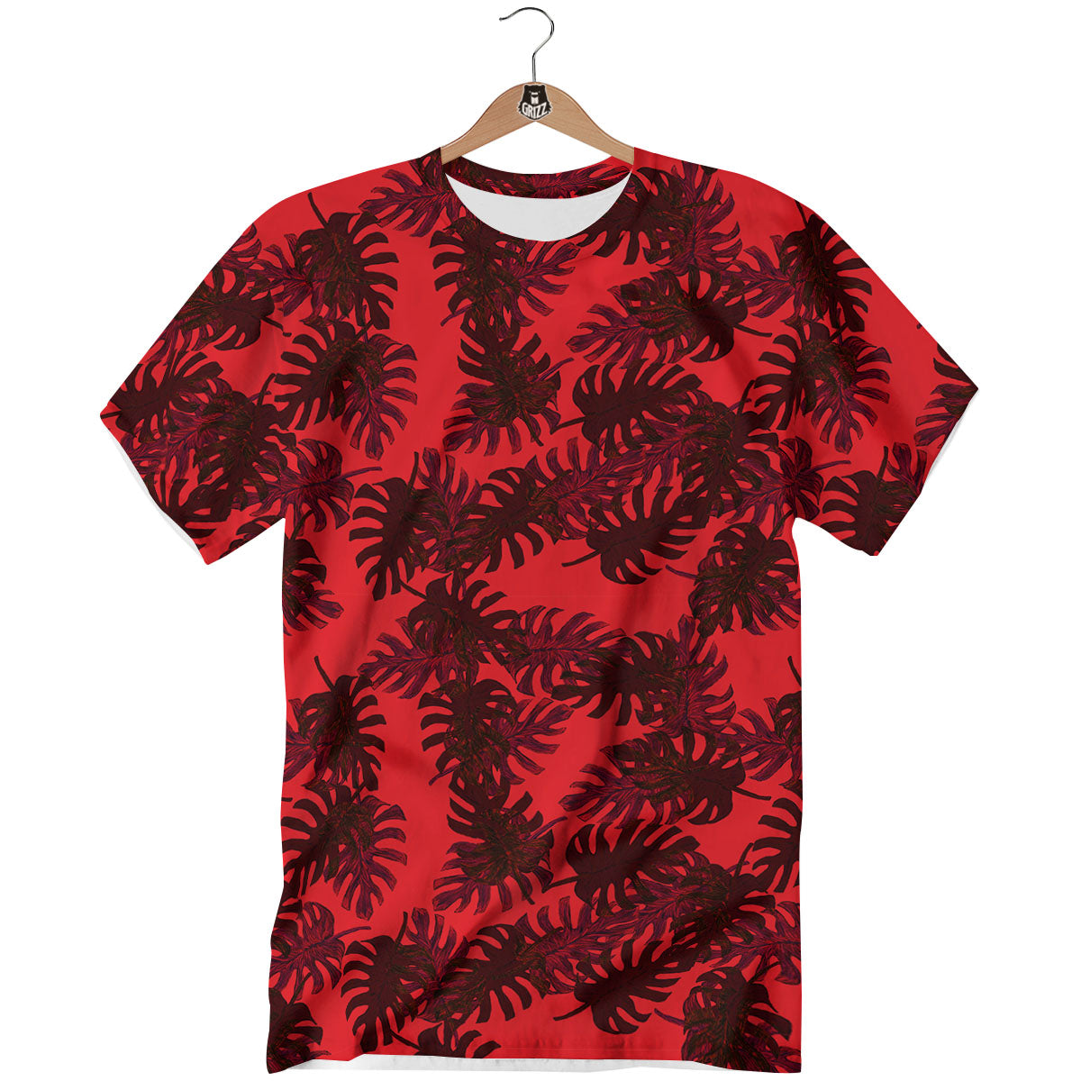 Leaf Red Print Pattern T-Shirt-grizzshop