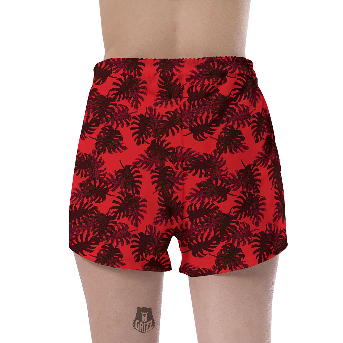 Leaf Red Print Pattern Women's Shorts-grizzshop