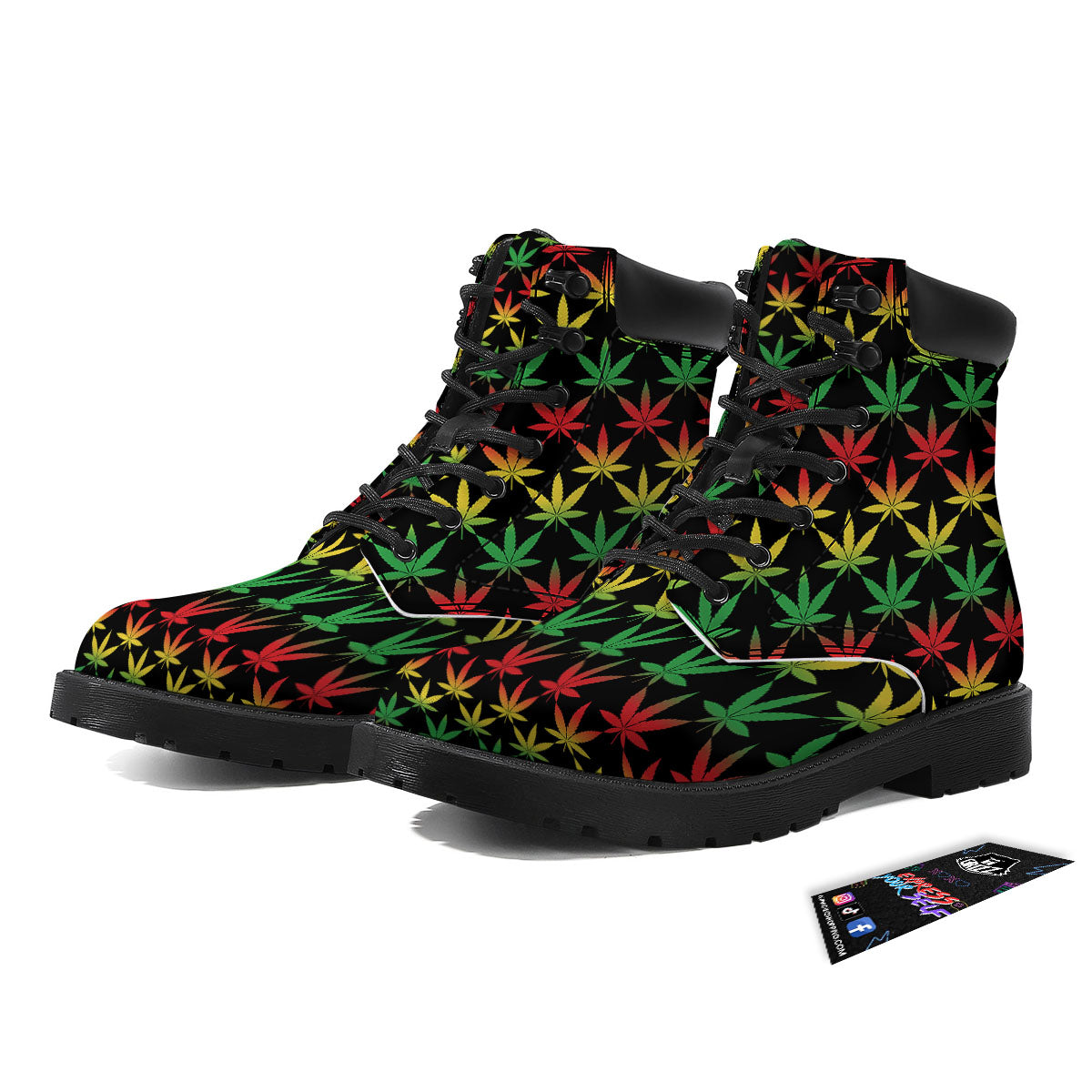 Leaf Reggae Marijuana Print Pattern Boots-grizzshop