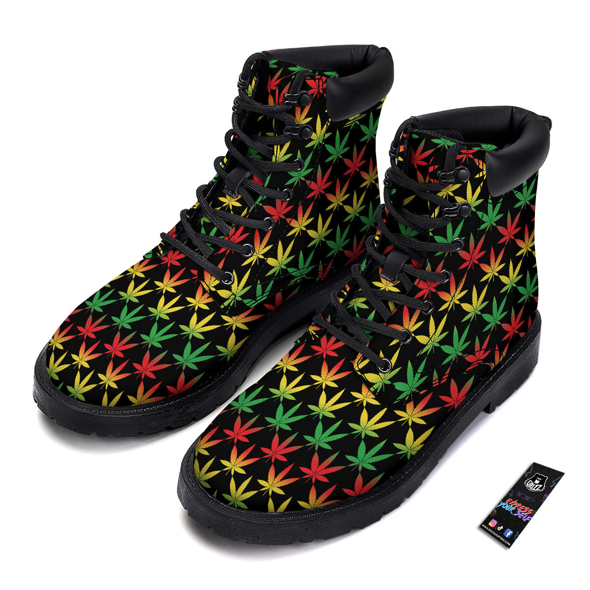 Leaf Reggae Marijuana Print Pattern Boots-grizzshop