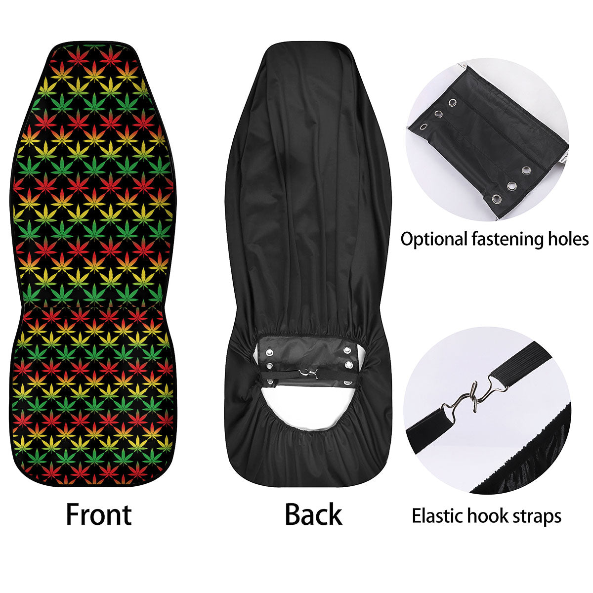 Leaf Reggae Marijuana Print Pattern Car Seat Covers-grizzshop