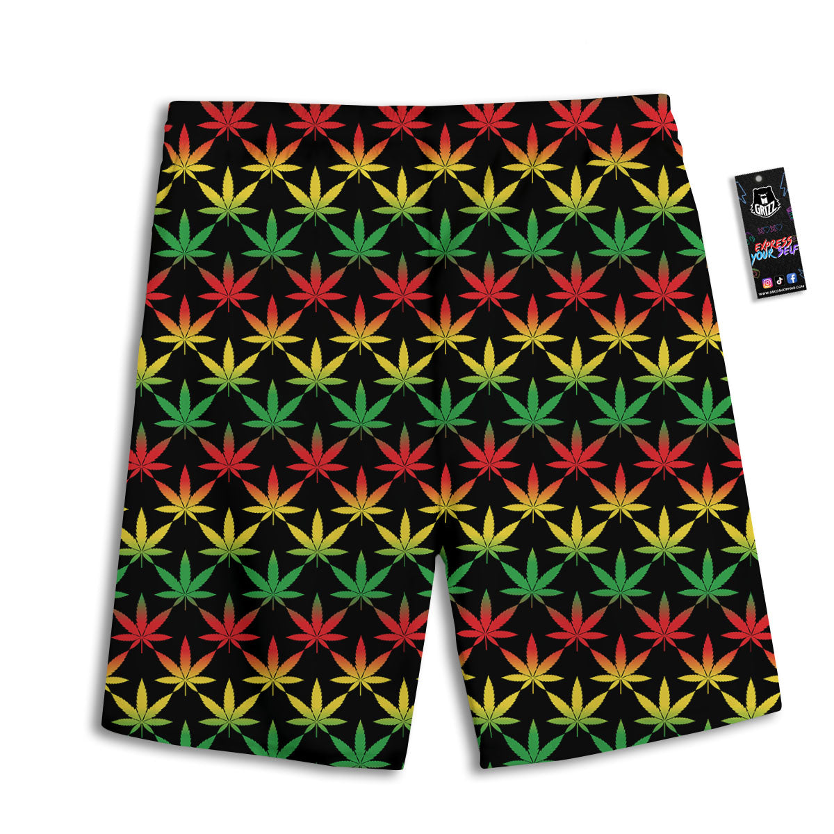 Leaf Reggae Marijuana Print Pattern Men's Athletic Shorts-grizzshop