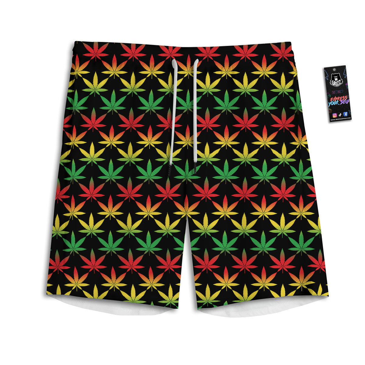 Leaf Reggae Marijuana Print Pattern Men's Athletic Shorts-grizzshop