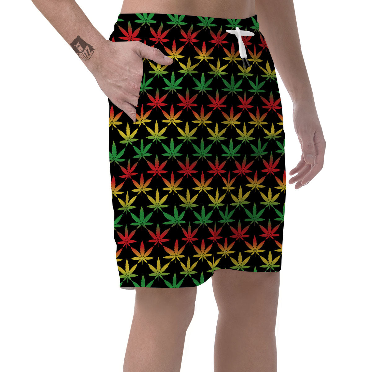 Leaf Reggae Marijuana Print Pattern Men's Shorts-grizzshop