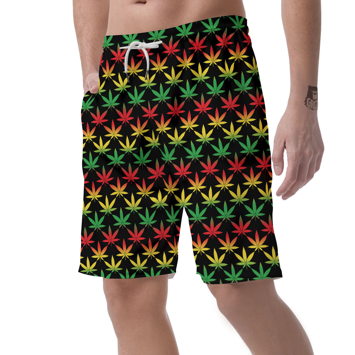 Leaf Reggae Marijuana Print Pattern Men's Shorts-grizzshop