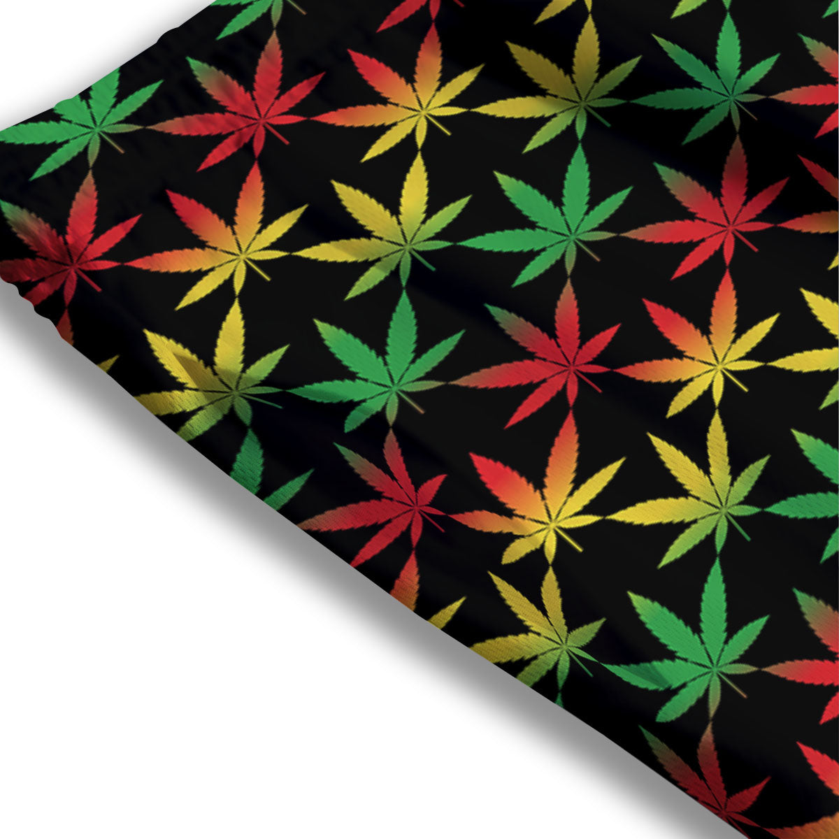 Leaf Reggae Marijuana Print Pattern Mesh Shorts