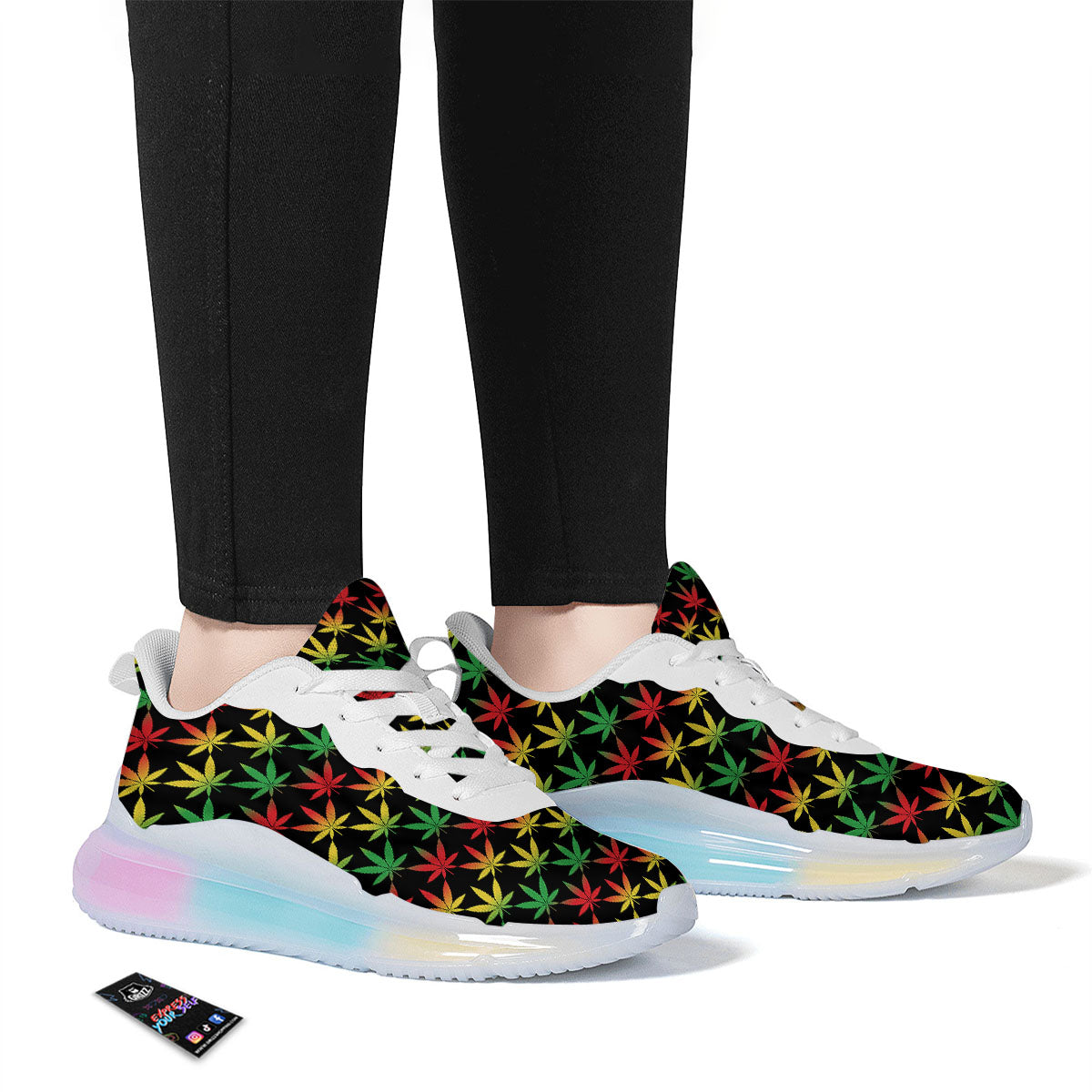 Leaf Reggae Marijuana Print Pattern Running Sneakers-grizzshop