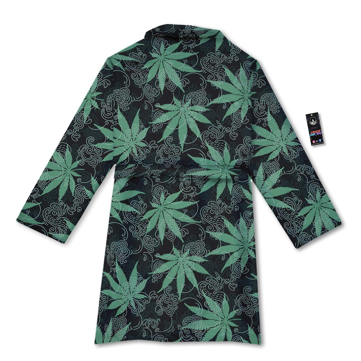 Leaf Swirl Cannabis Print Pattern Bathrobe-grizzshop