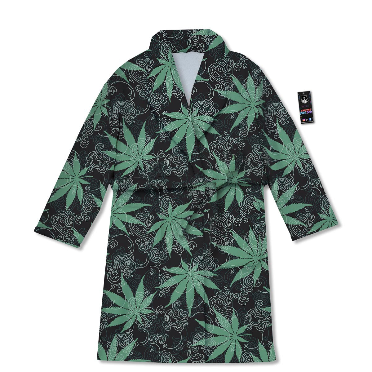 Leaf Swirl Cannabis Print Pattern Bathrobe-grizzshop