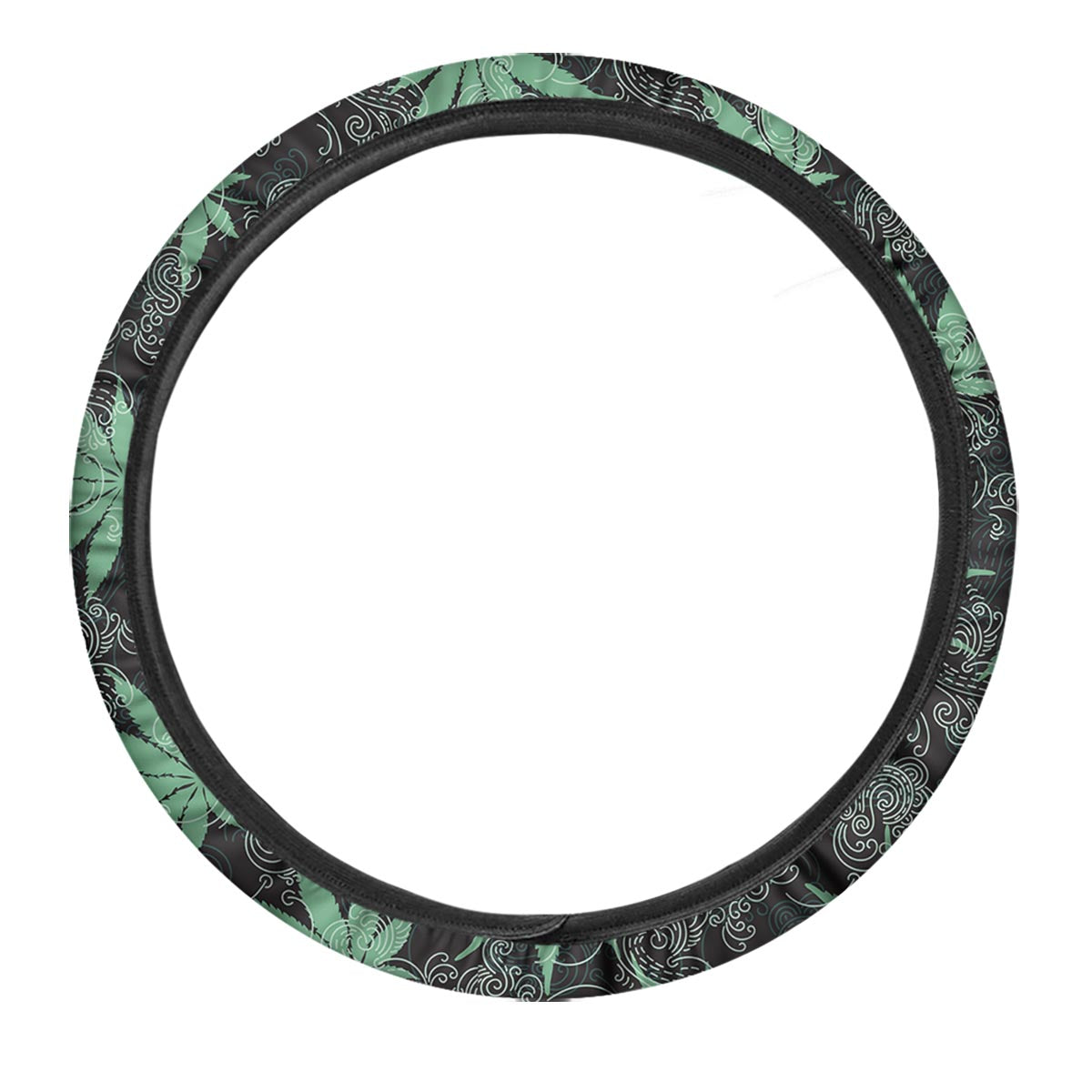 Leaf Swirl Cannabis Print Pattern Car Steering Wheel Cover-grizzshop