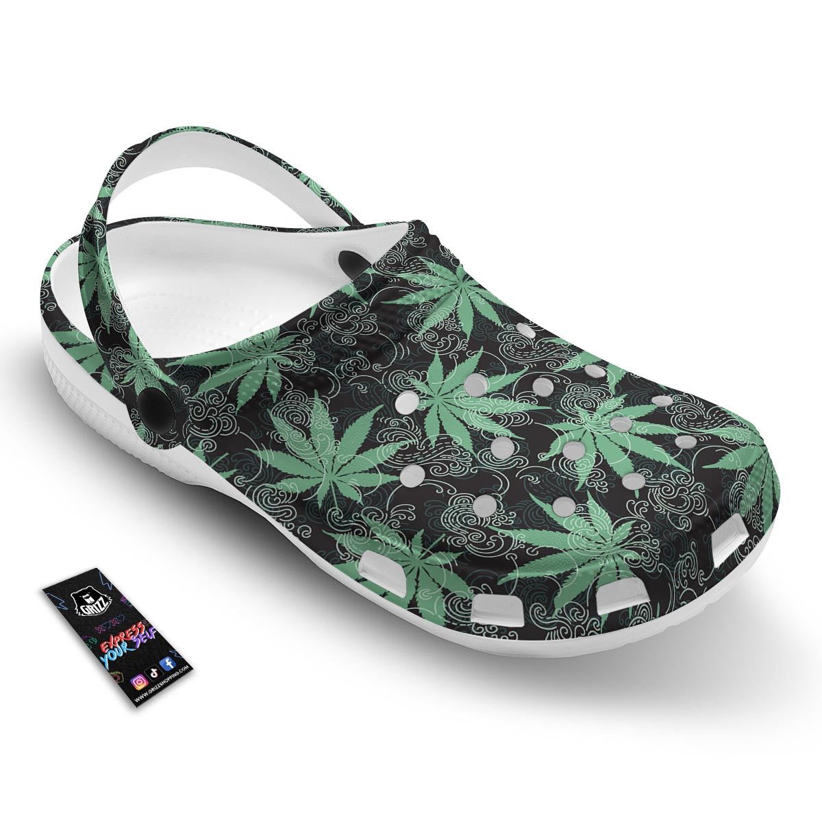 Leaf Swirl Cannabis Print Pattern Clog-grizzshop