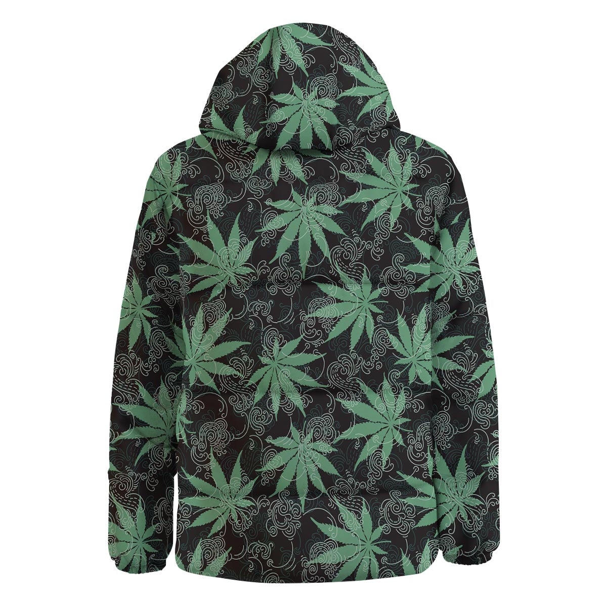 Leaf Swirl Cannabis Print Pattern Down Jacket-grizzshop