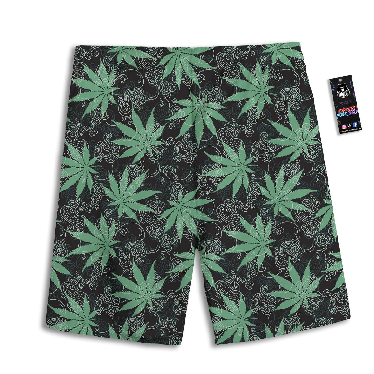 Leaf Swirl Cannabis Print Pattern Men's Athletic Shorts