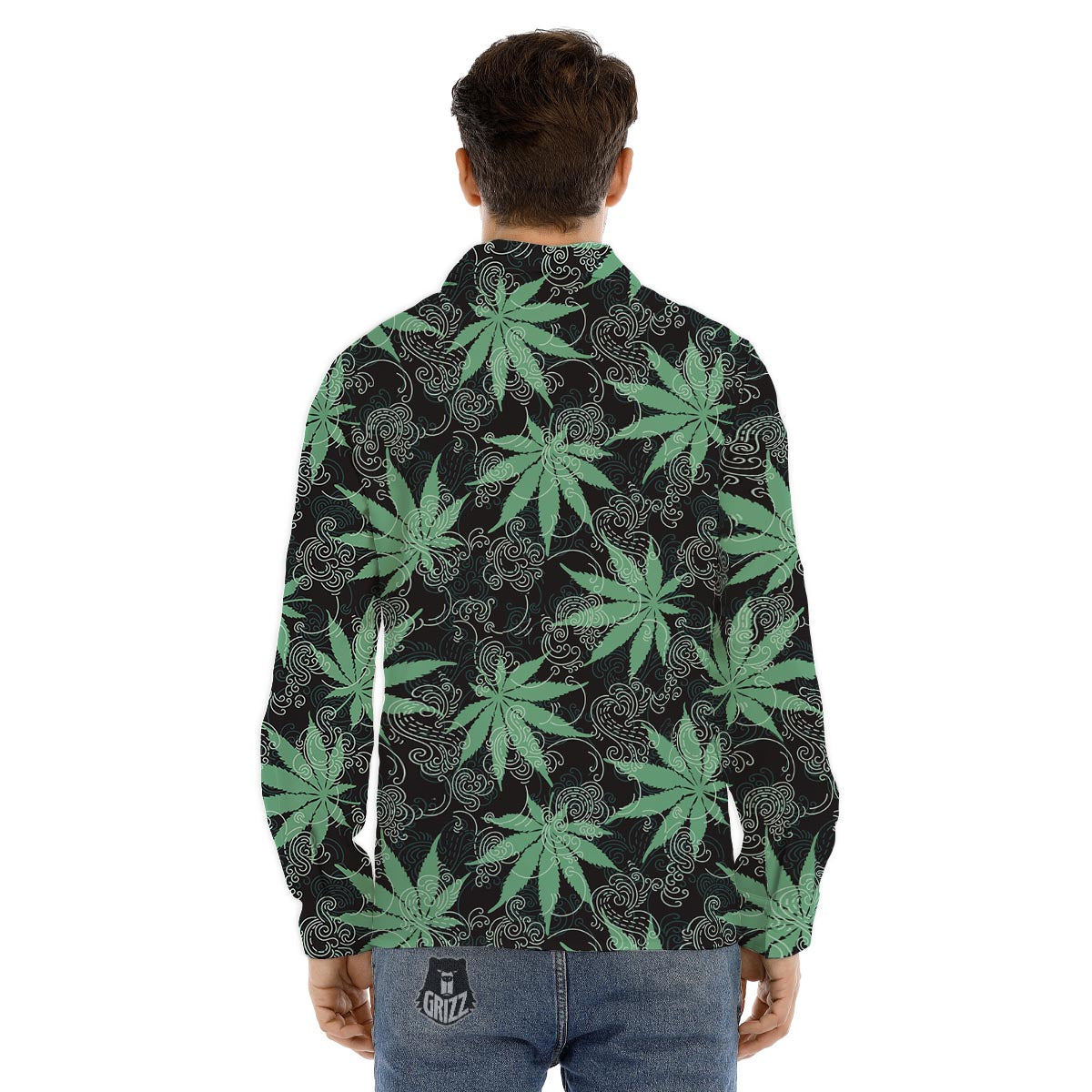 Leaf Swirl Cannabis Print Pattern Men's Dress Shirts-grizzshop