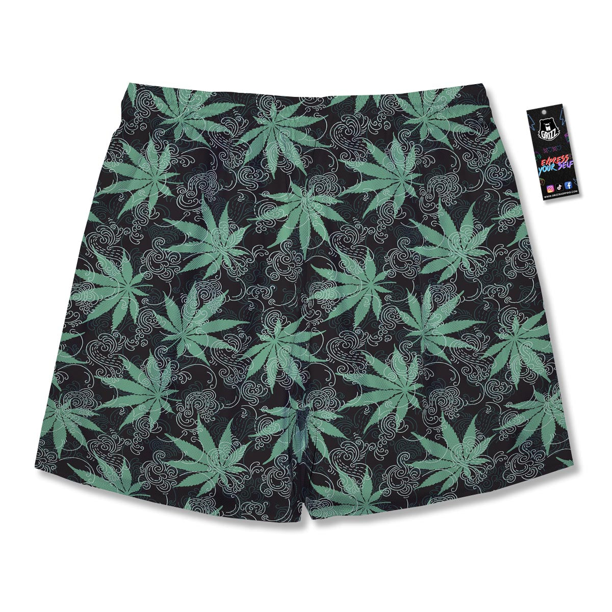 Leaf Swirl Cannabis Print Pattern Men's Running Shorts-grizzshop