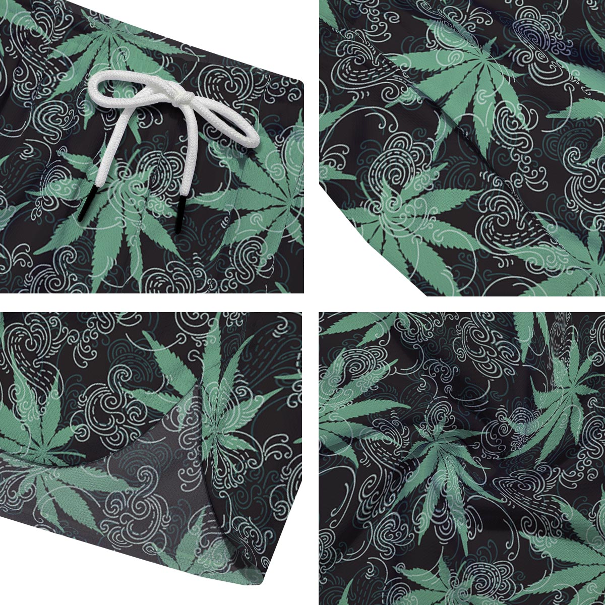 Leaf Swirl Cannabis Print Pattern Men's Running Shorts-grizzshop