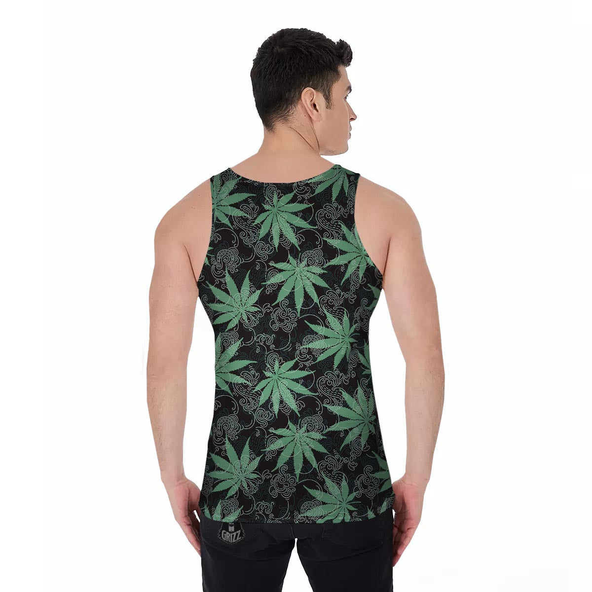 Leaf Swirl Cannabis Print Pattern Men's Tank Top-grizzshop