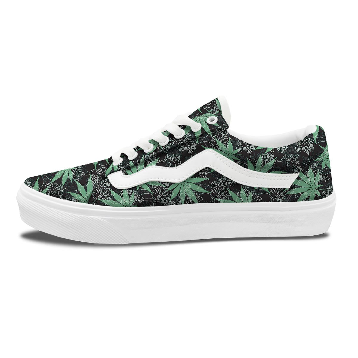 Leaf Swirl Cannabis Print Pattern Skate Shoes-grizzshop