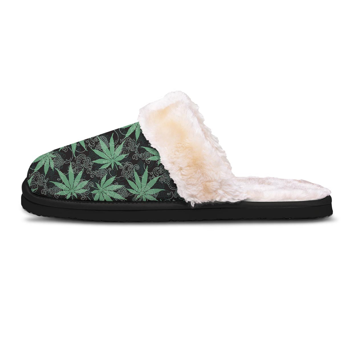 Leaf Swirl Cannabis Print Pattern Slippers-grizzshop