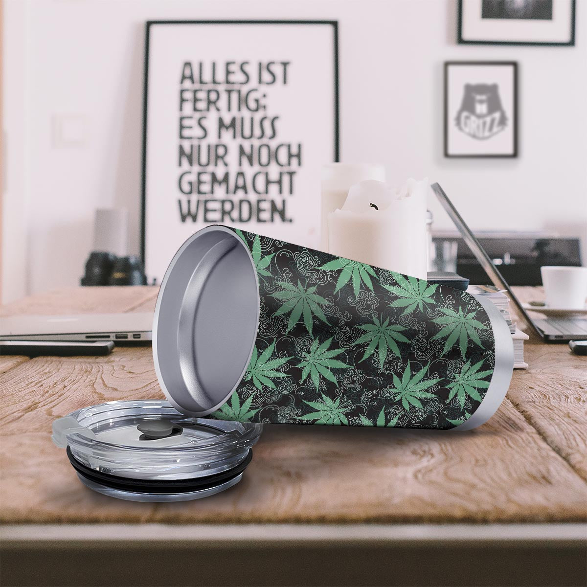 Leaf Swirl Cannabis Print Pattern Tumbler-grizzshop