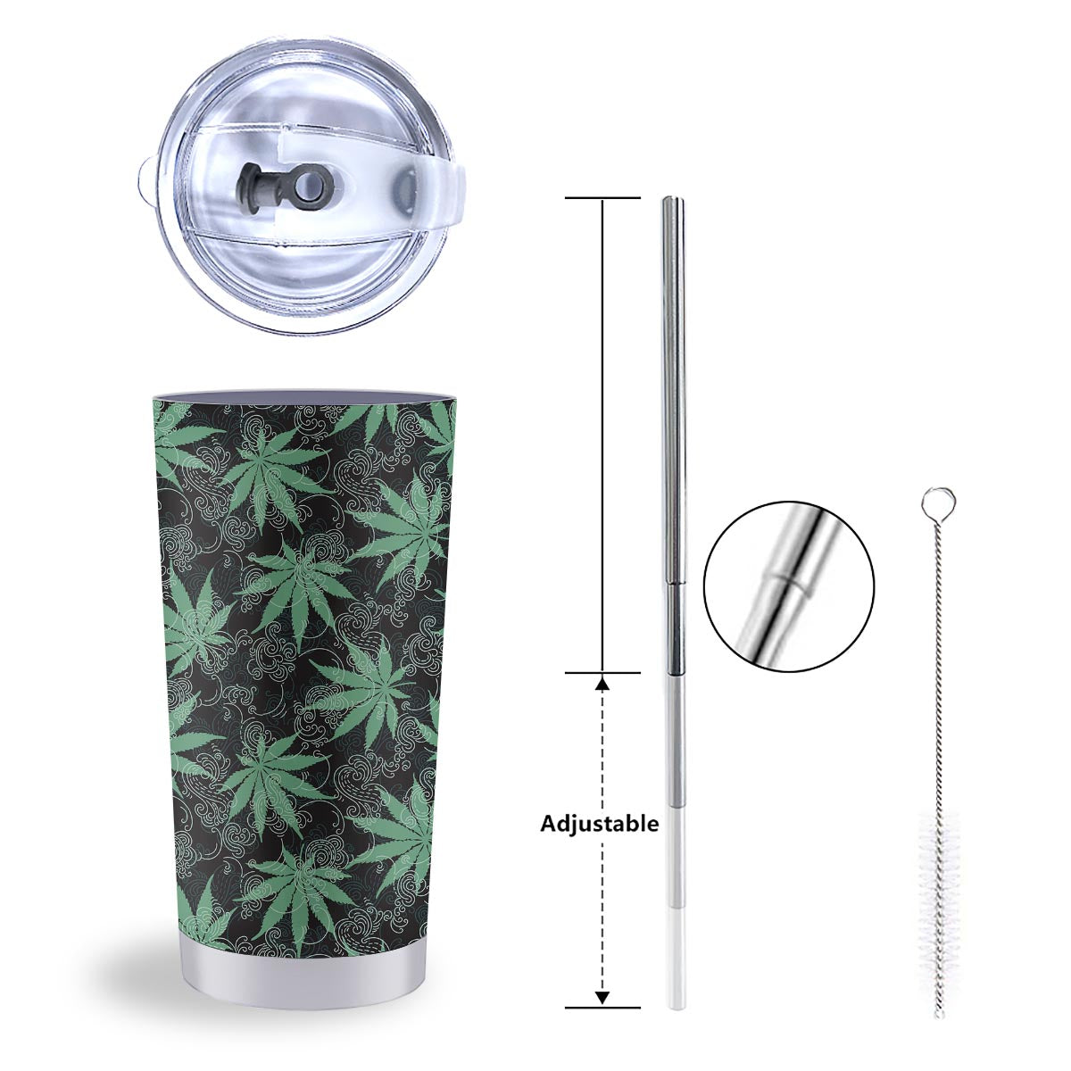 Leaf Swirl Cannabis Print Pattern Tumbler-grizzshop