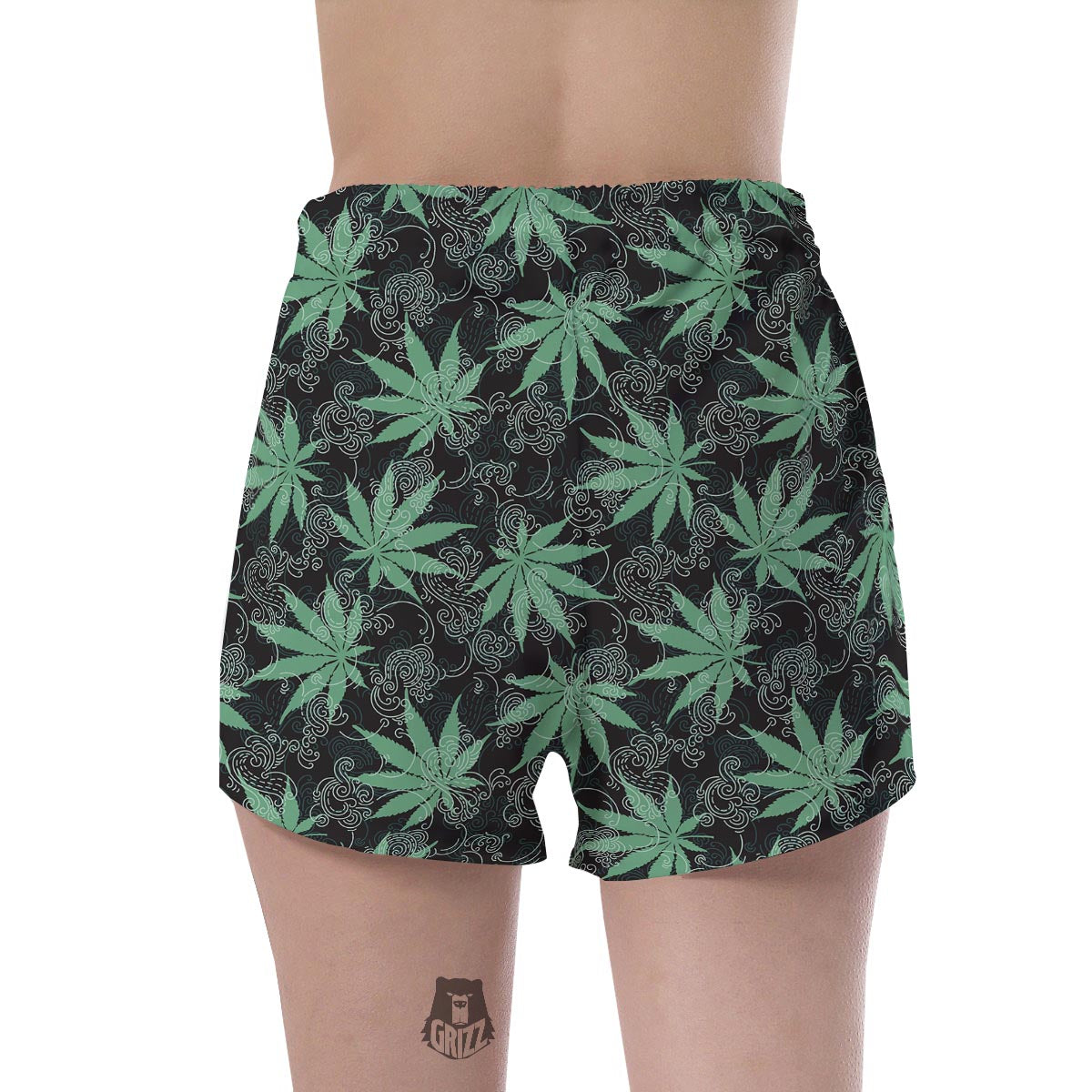 Leaf Swirl Cannabis Print Pattern Women's Shorts-grizzshop
