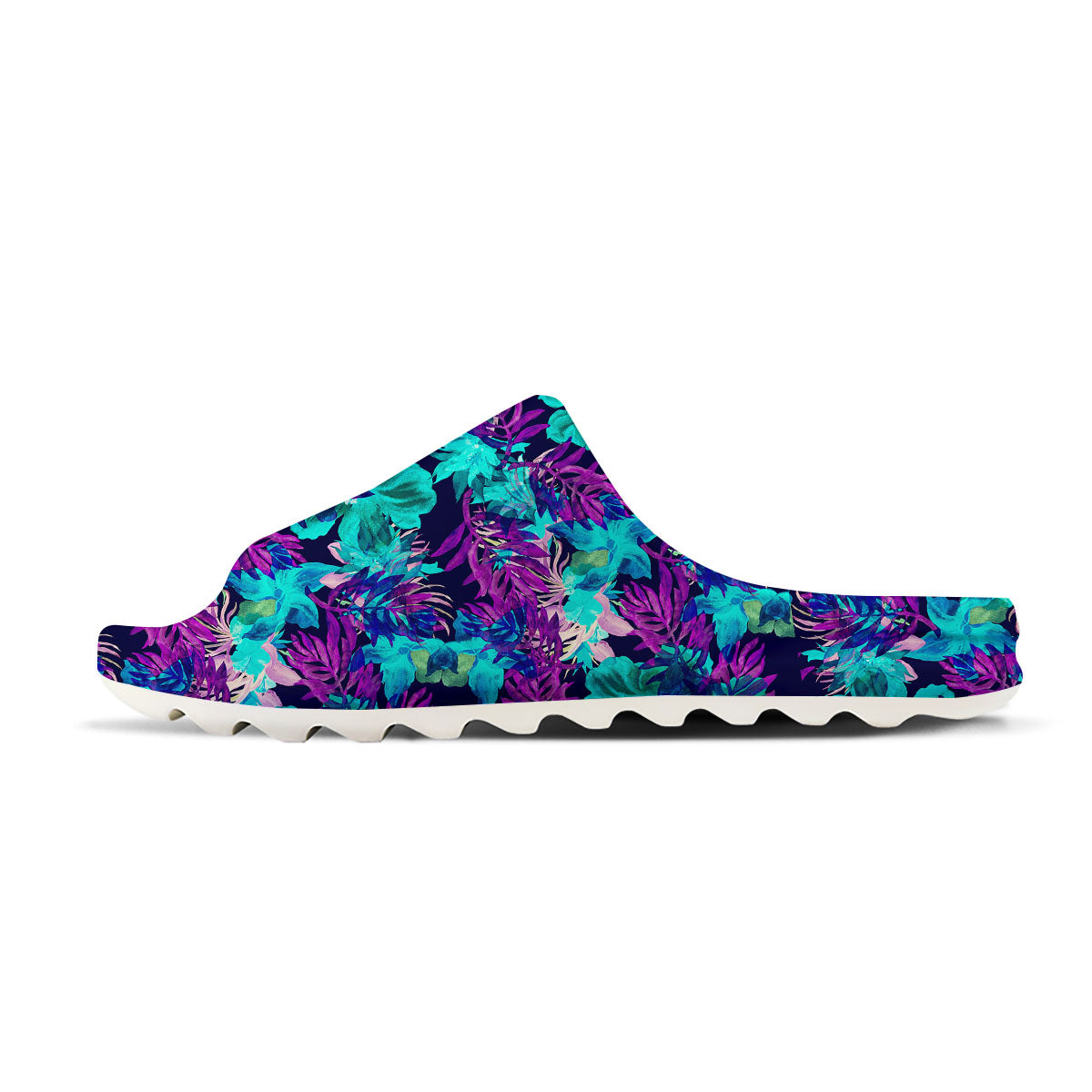 Leaf Green And Purple Print Pattern Sandals-grizzshop