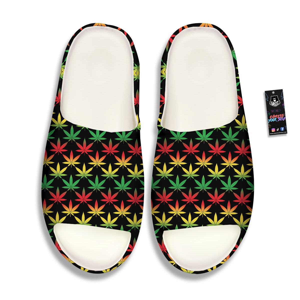 Leaf Reggae Marijuana Print Pattern Sandals-grizzshop