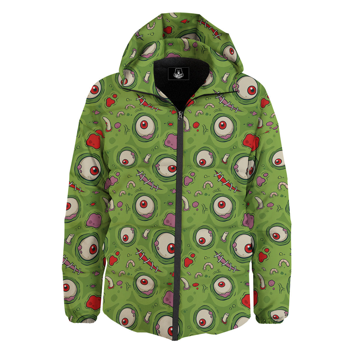 Leateher Face Zombie Print Pattern Down Jacket-grizzshop