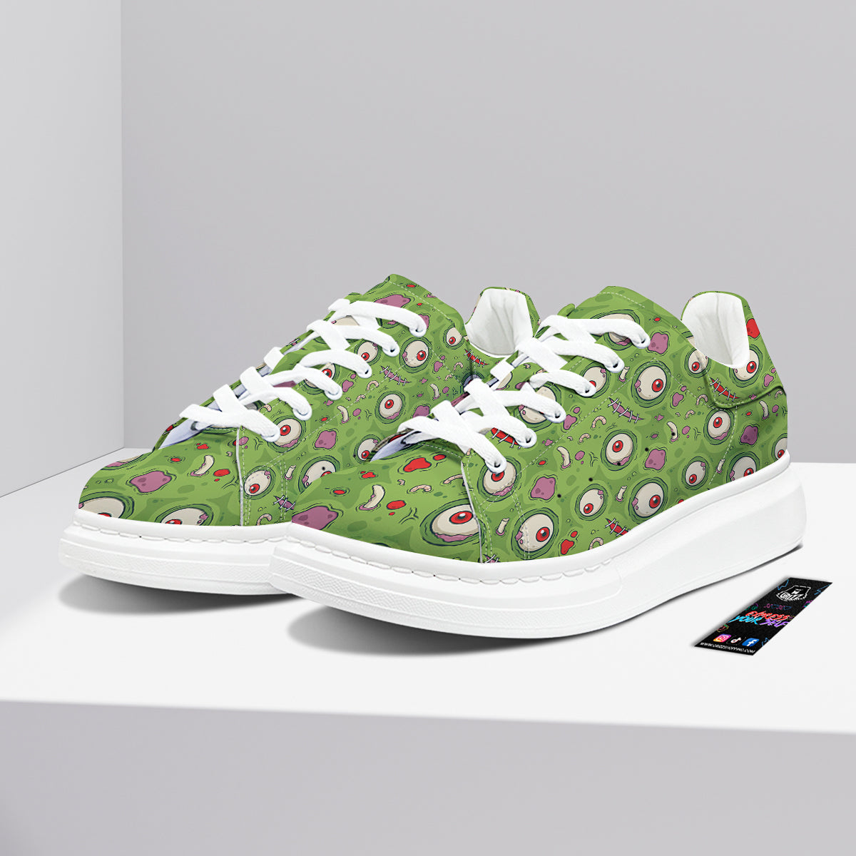 Leateher Face Zombie Print Pattern Platform Shoes-grizzshop