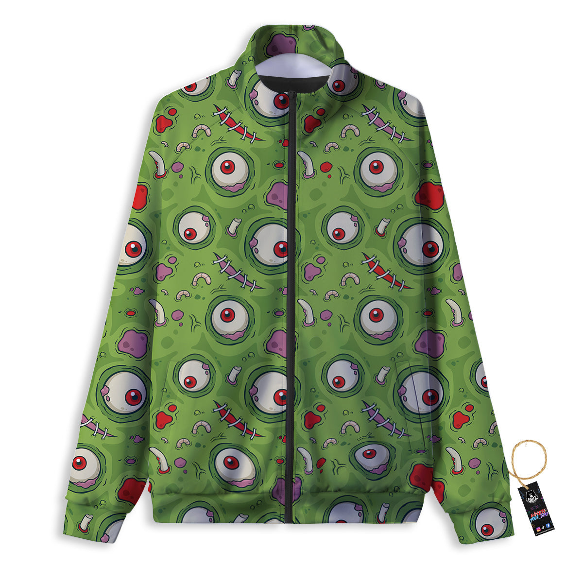 Leateher Face Zombie Print Pattern Track Jacket-grizzshop