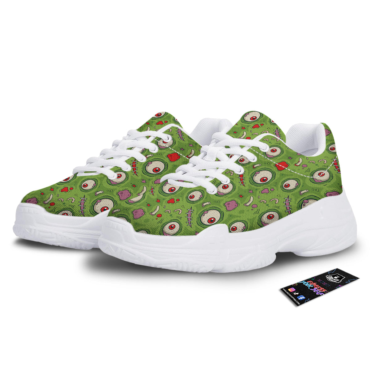 Leateher Face Zombie Print Pattern White Chunky Shoes-grizzshop