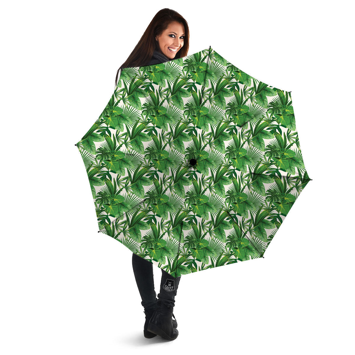 Leaves Hawaiian Palm Print Pattern Umbrella-grizzshop