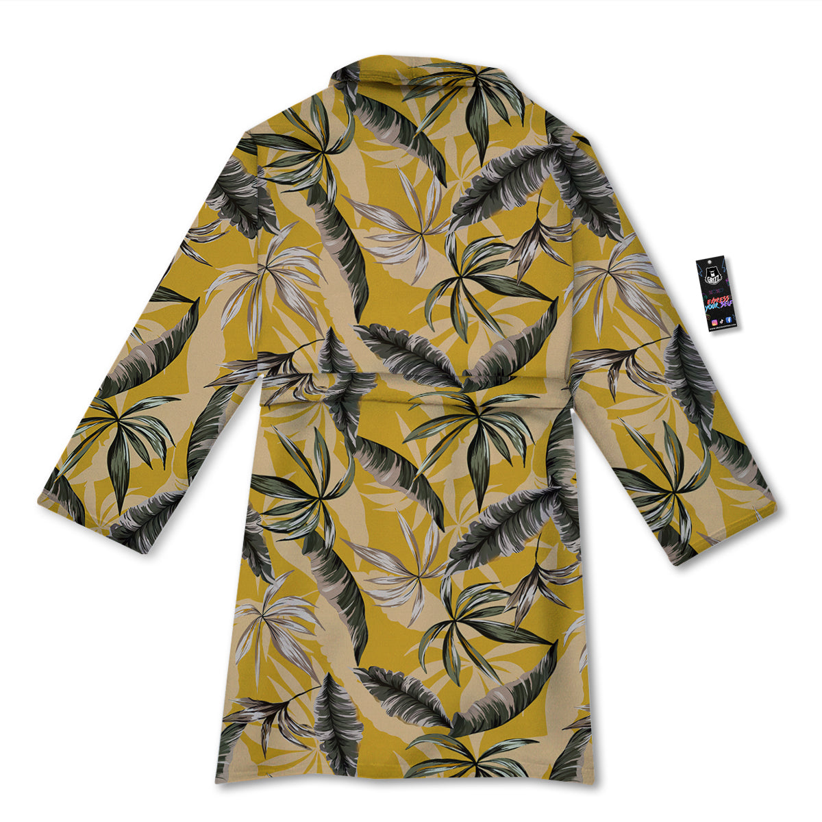 Leaves Monstera Yellow Print Pattern Bathrobe-grizzshop