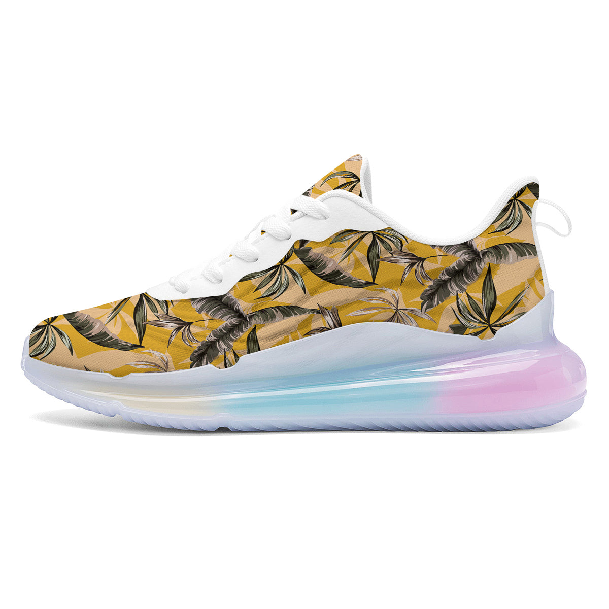 Leaves Monstera Yellow Print Pattern Running Sneakers-grizzshop
