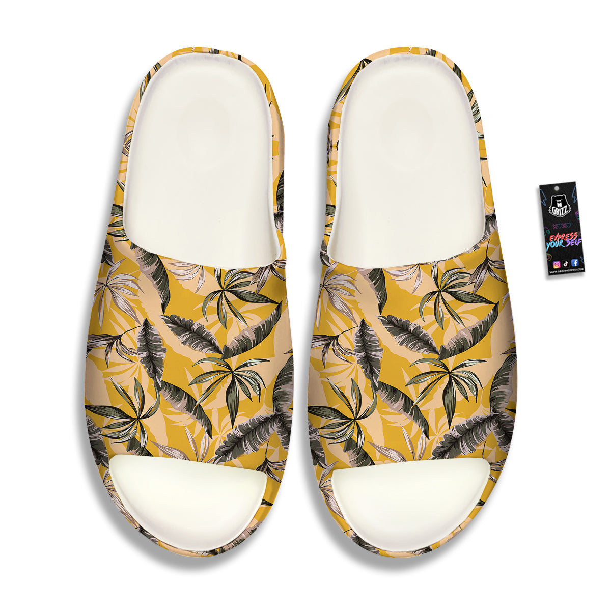 Leaves Monstera Yellow Print Pattern Sandals-grizzshop