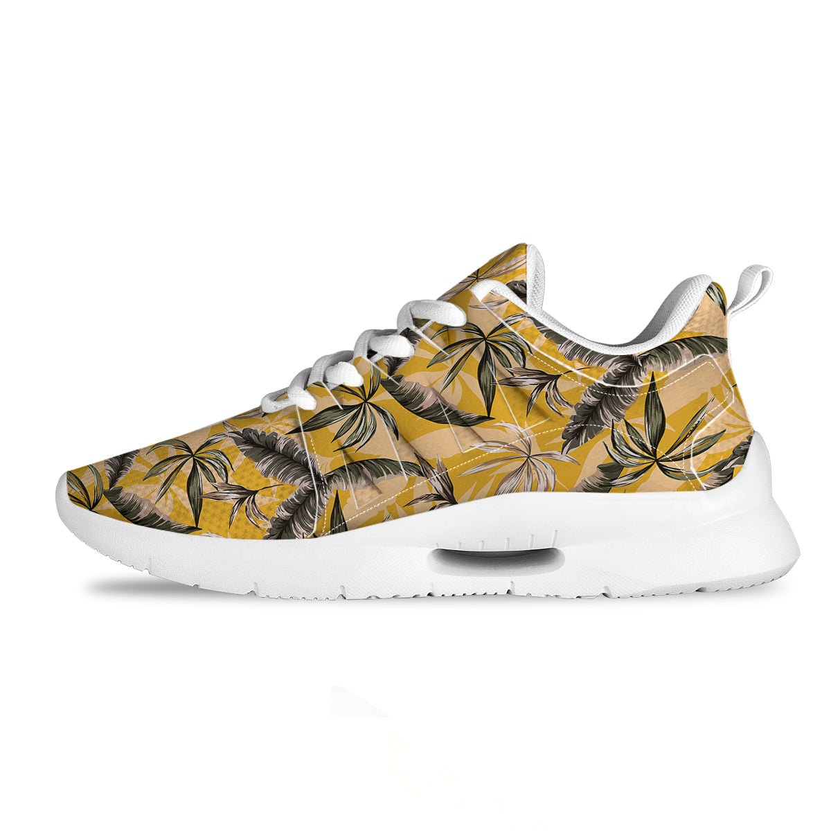 Leaves Monstera Yellow Print Pattern Tennis Shoes-grizzshop