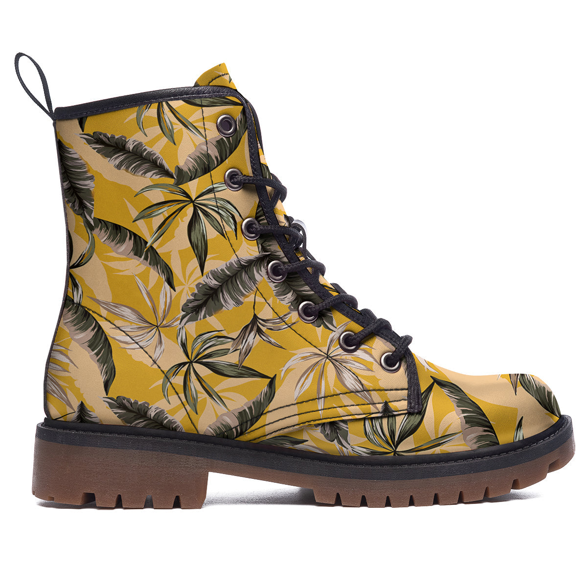 Leaves Monstera Yellow Print Pattern Work Boots-grizzshop