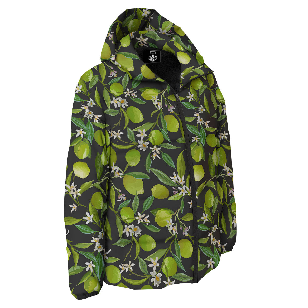 Lemon And Lime Print Pattern Down Jacket-grizzshop