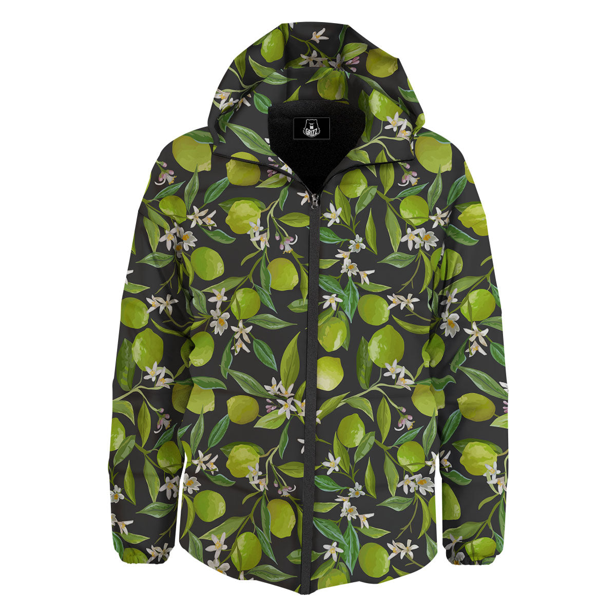 Lemon And Lime Print Pattern Down Jacket-grizzshop