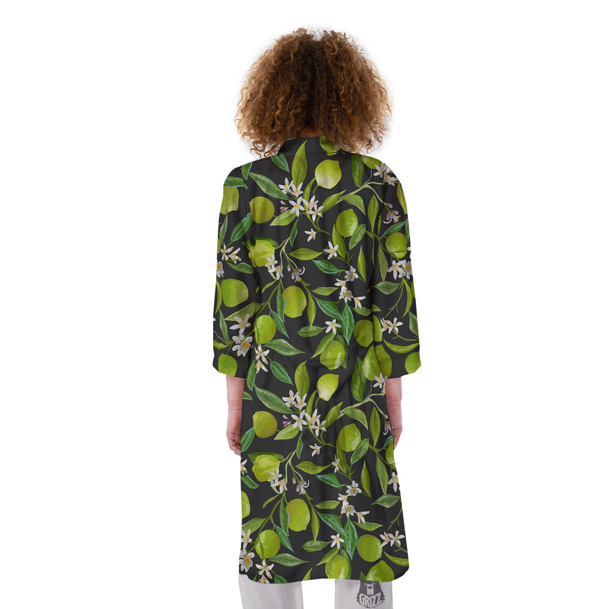 Lemon And Lime Print Pattern Kimono-grizzshop