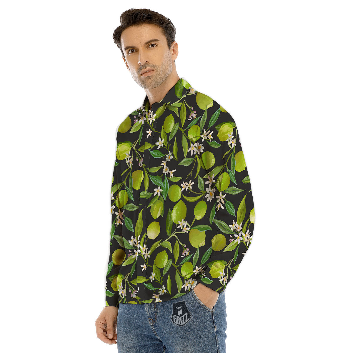 Lemon And Lime Print Pattern Men's Dress Shirts-grizzshop