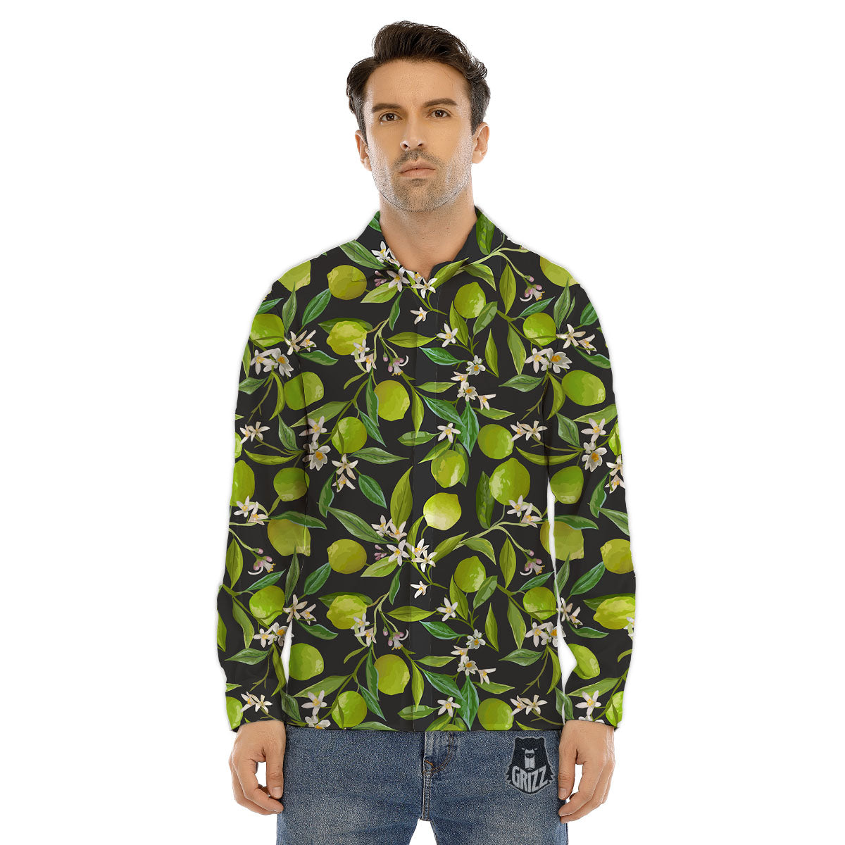 Lemon And Lime Print Pattern Men's Dress Shirts-grizzshop