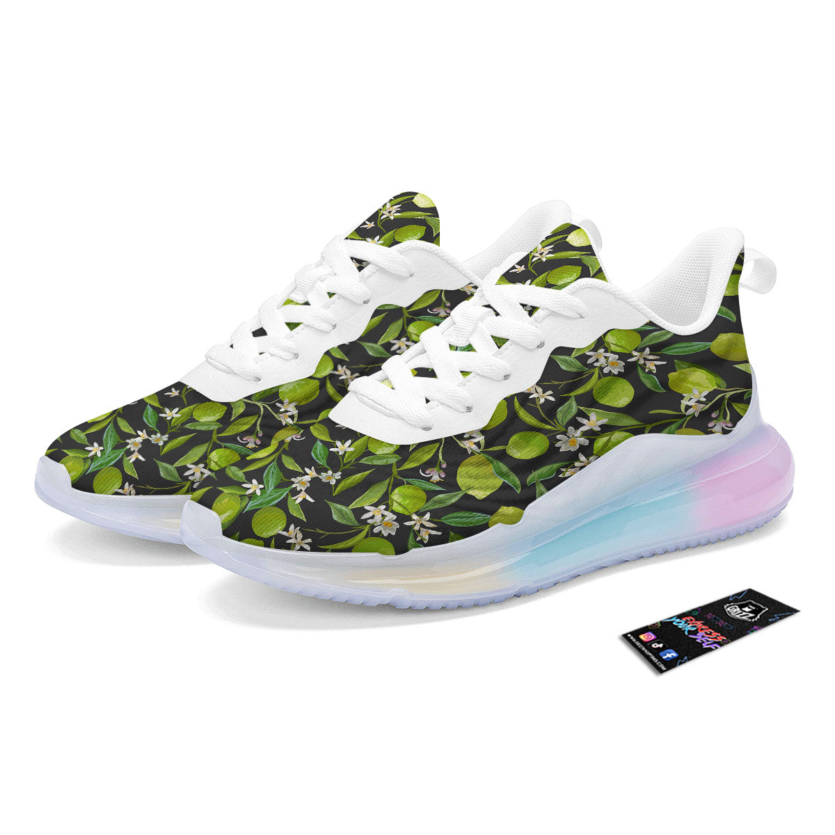Lemon And Lime Print Pattern Running Sneakers-grizzshop