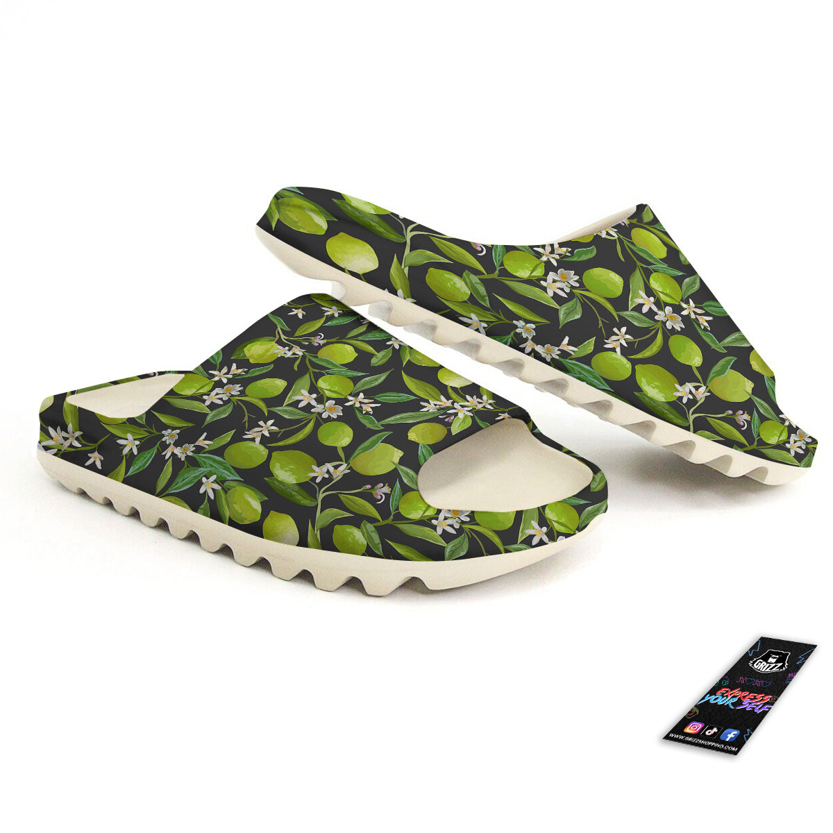 Lemon And Lime Print Pattern Sandals-grizzshop