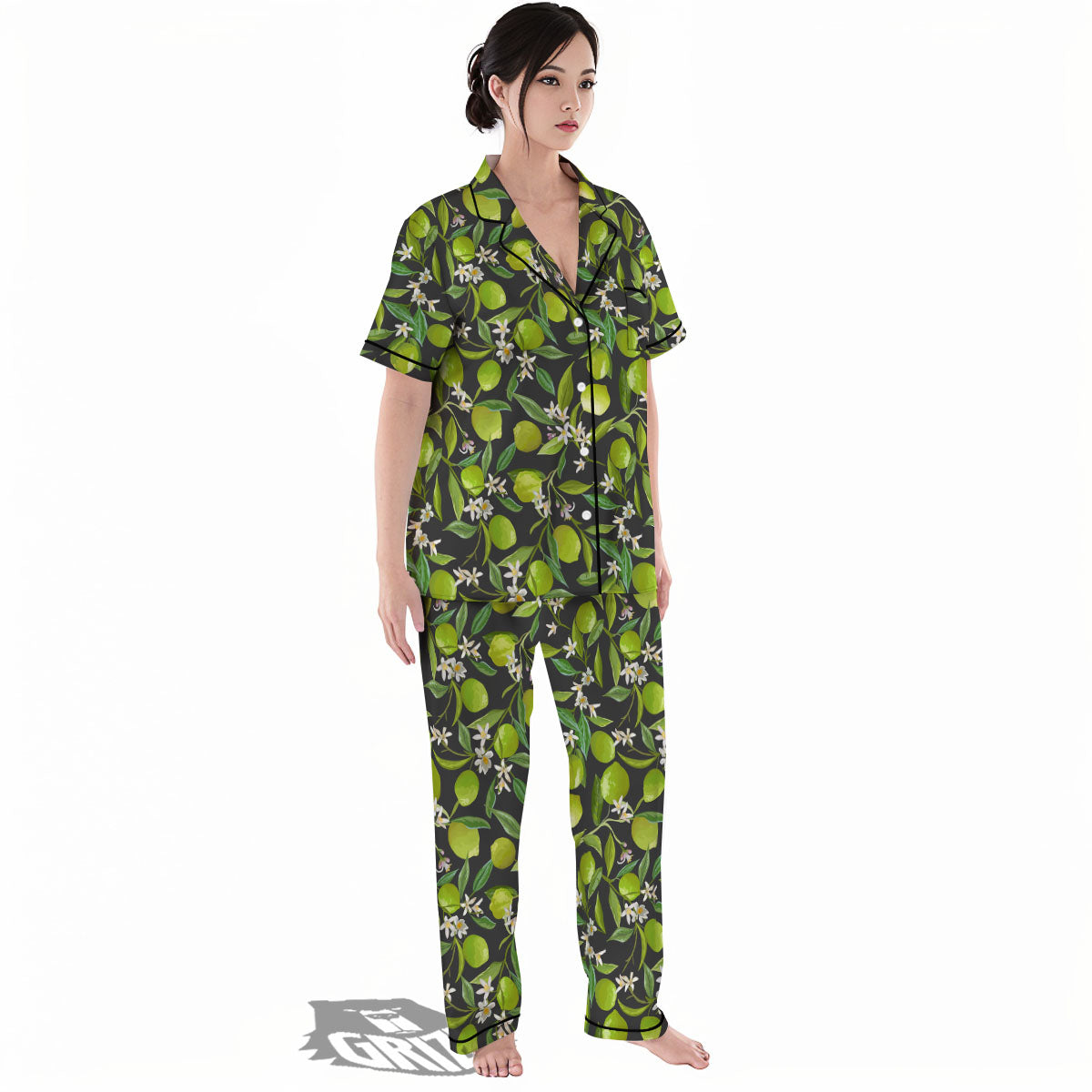 Lemon And Lime Print Pattern Women's Pajamas Set-grizzshop