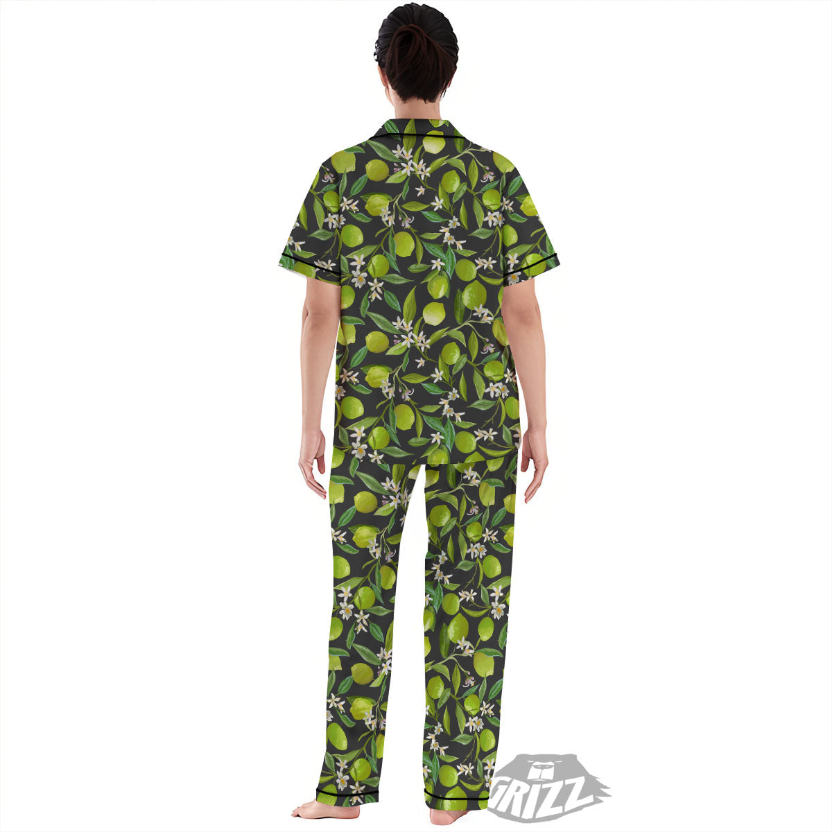 Lemon And Lime Print Pattern Women's Pajamas Set-grizzshop