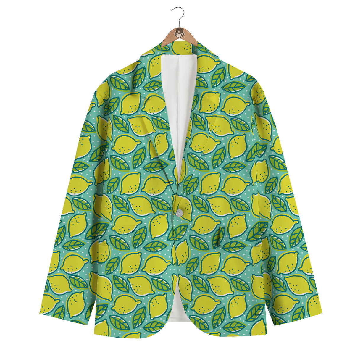 Lemon Pattern Print Men's Blazer-grizzshop