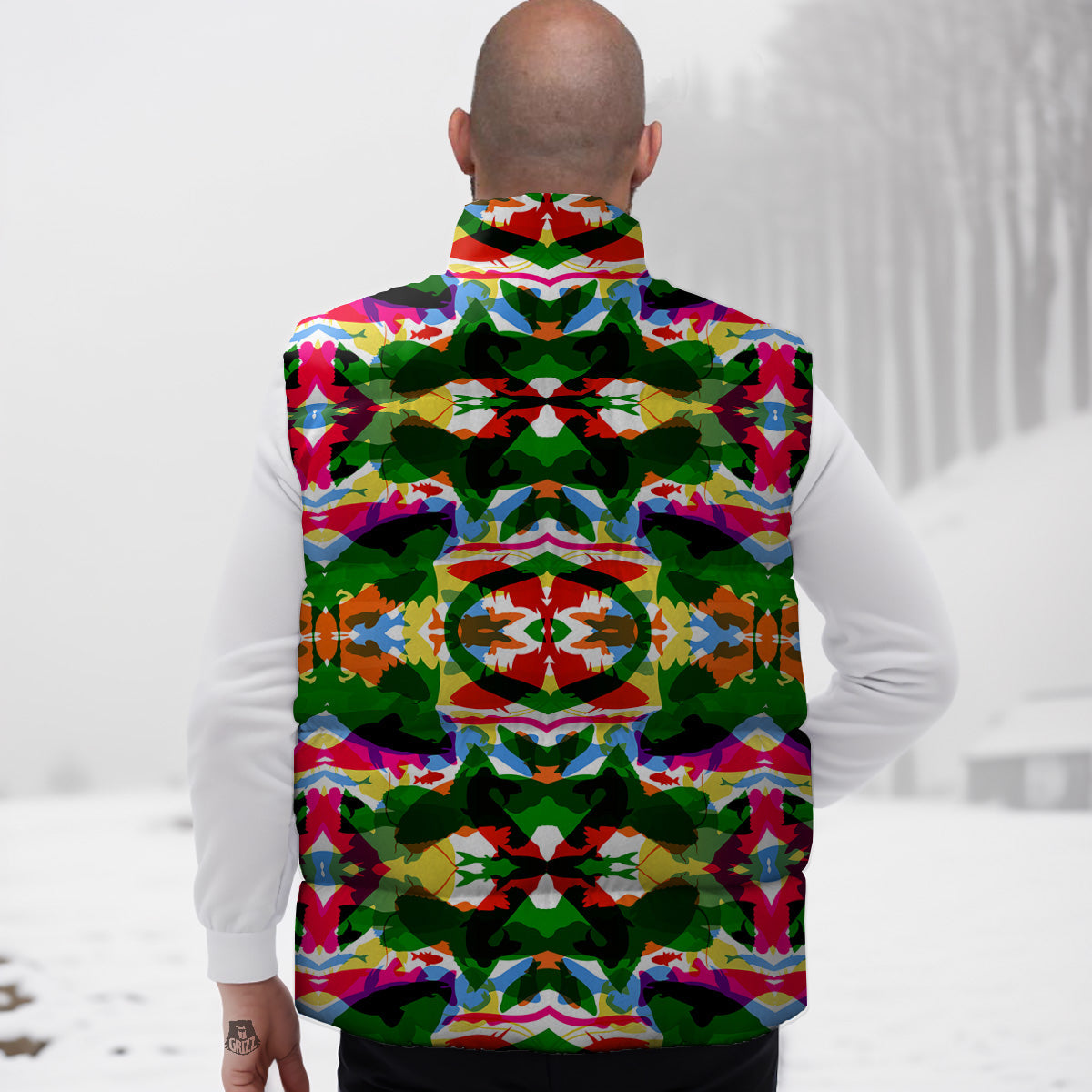 Lemon Slice Pattern Print Down Vest-grizzshop