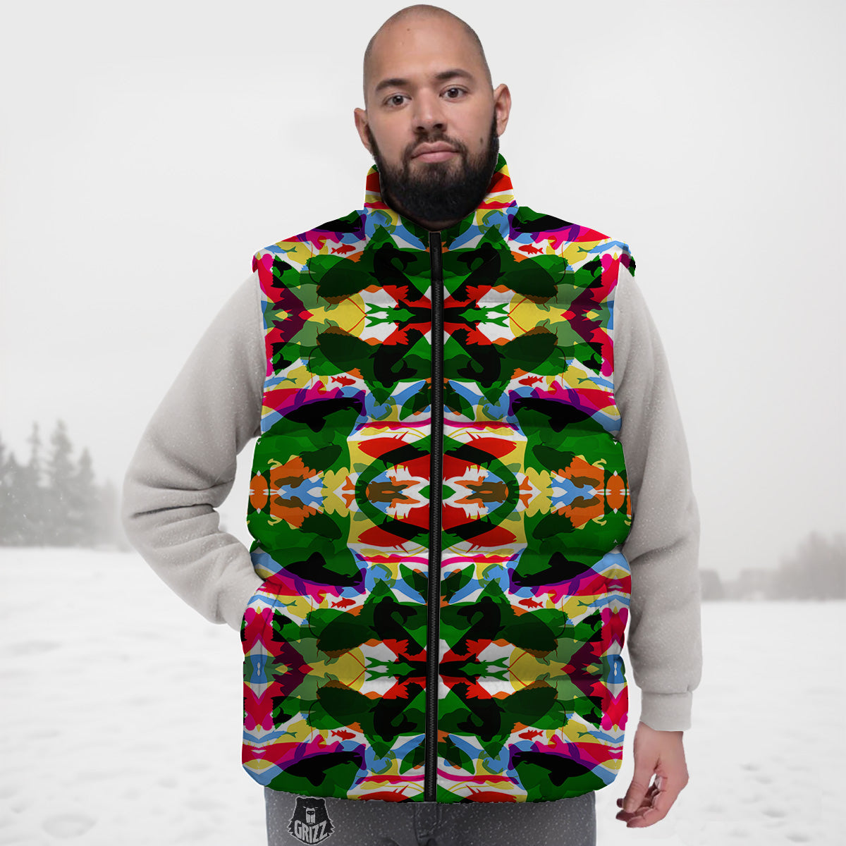 Lemon Slice Pattern Print Down Vest-grizzshop